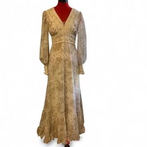 Vintage Gunne Sax Cream Lace Maxi Dress Size 11